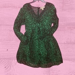 Green Leopard Print Dress